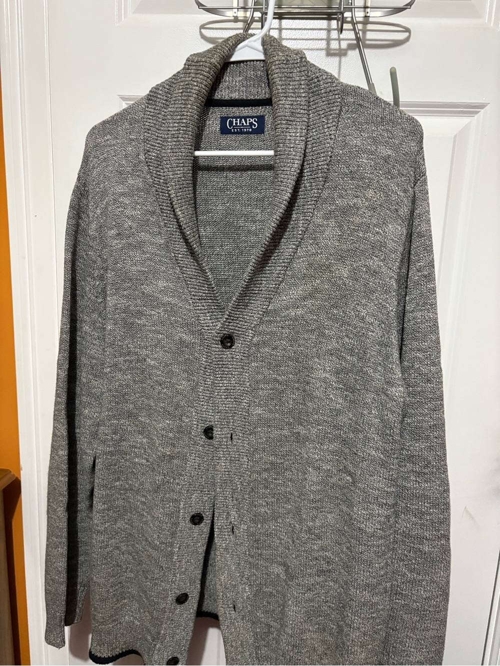 Chaps Men's Heather Gray Shawl Collar Button Cardigan